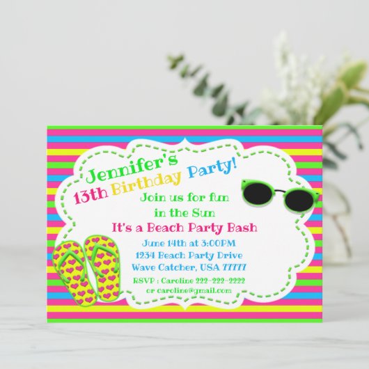 日曜日の双安定回路のサングラスのビーチの強打のおもしろい 招待状 (スタンド正面)
