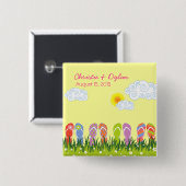 日曜日の夏ボタンの夏のビーチサンダルのおもしろい 缶バッジ (正面&裏面)