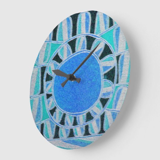 日曜日の太陽エネルギーのティール(緑がかった色)の青く白い黒 ラージ壁時計 (傾斜)