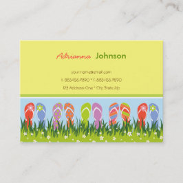 日曜日の庭のカラフルな夏のビーチサンダルのおもしろい 名刺