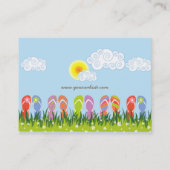 日曜日の庭のカラフルな夏のビーチサンダルのおもしろい 名刺 (裏面)