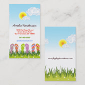 日曜日の庭のカラフルな夏のビーチサンダルのおもしろい 名刺 (正面/裏面)