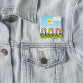 日曜日の庭のカラフルな夏のビーチサンダルのおもしろい 缶バッジ (インサイチュ)