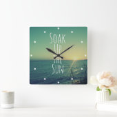 日曜日の引用文のビーチを浸して下さい スクエア壁時計 (ホーム)