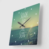 日曜日の引用文のビーチを浸して下さい スクエア壁時計 (傾斜)