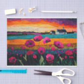 日曜日の朝の日の出，国鮮やか教会 薄葉紙 (クラフト)