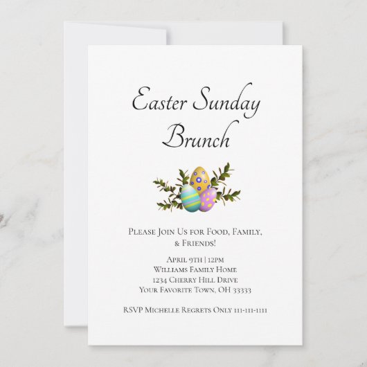 日曜日の朝食 イースター飾りのエッグスタイル 招待状 (正面)