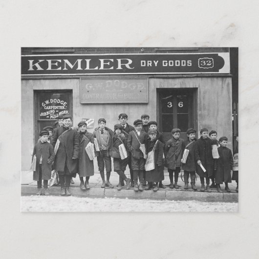 日曜日の紙の配信, 1909 ポストカード (正面)