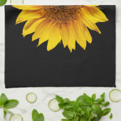 日曜日の黒カスタマイズ花のヒマワリの黄色 キッチンタオル (折り畳み)