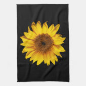 日曜日の黒カスタマイズ花のヒマワリの黄色 キッチンタオル (縦)