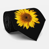 日曜日の黒カスタマイズ花のヒマワリの黄色 ネクタイ (ロール)