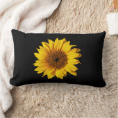 日曜日の黒カスタマイズ花のヒマワリの黄色 ランバークッション (ブランケット)