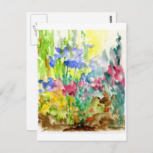 日曜日は水彩画の花園をまだらにしました ポストカード (正面/裏面)