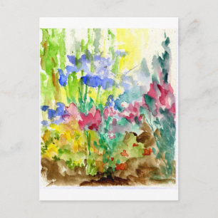 日曜日は水彩画の花園をまだらにしました ポストカード