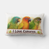 日曜日は緑cheekedのconuresを青戴冠させました ランバークッション (裏面)