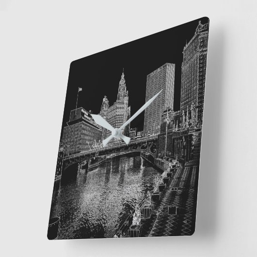 日曜日を造っているChicago川は1967年のリグリーBldgを時間を計ります スクエア壁時計 (傾斜)