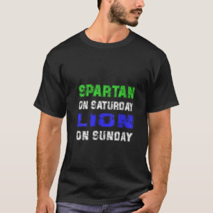 日曜日デトロイトVの土曜日のライオンにスパルタおもしろいン Tシャツ