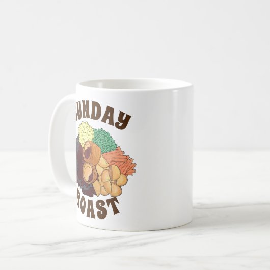 日曜日ローストディナー英国の食品肉ジャガイモ コーヒーマグカップ (正面左)