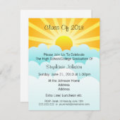 日曜日光線および雲の新しい始めの卒業パーティー 招待状 (正面/裏面)