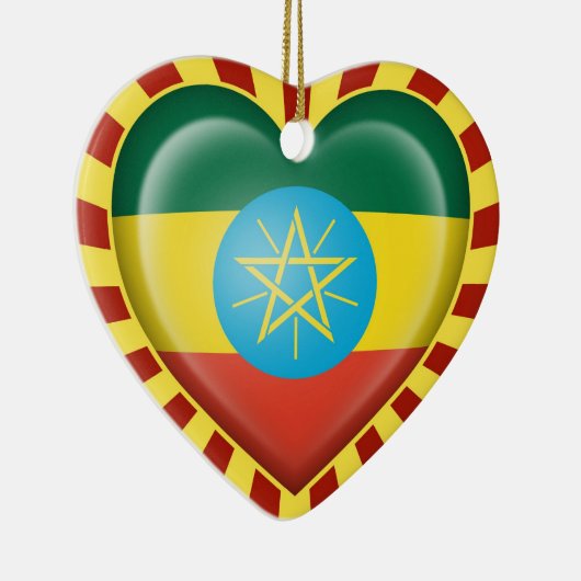 日曜日光線が付いているエチオピアのハートの旗 セラミックオーナメント (右)