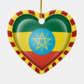 日曜日光線が付いているエチオピアのハートの旗 セラミックオーナメント (裏面)