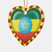 日曜日光線が付いているエチオピアのハートの旗 セラミックオーナメント (左)