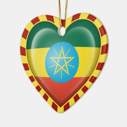 日曜日光線が付いているエチオピアのハートの旗 セラミックオーナメント (左)
