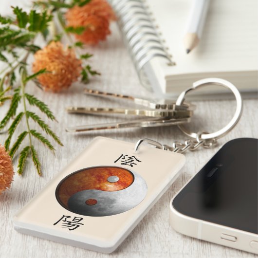日曜日及び月の陰陽の漢字 キーホルダー (正面右)