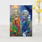 "日曜日子供および蟹座生まれの人"の挨拶状 カード (黄色い花)