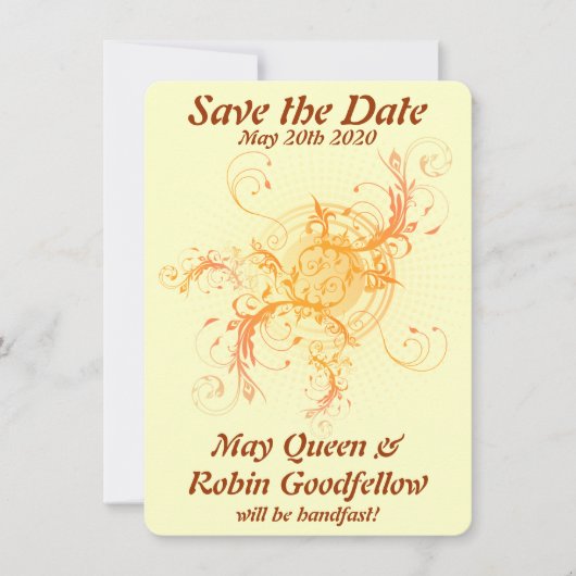 日曜日花の異教のなHandfastingの保存日付カード セーブザデート (正面)