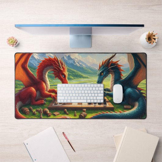 日曜日遊の午後のドラゴンズのチェス デスクマット (オフィス1)