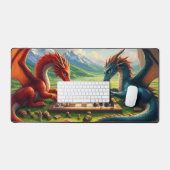 日曜日遊の午後のドラゴンズのチェス デスクマット (キーボード&マウス)