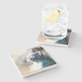 "日曜日"に直面します猫のプリント ストーンコースター (横)