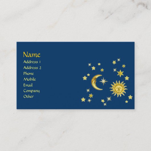 日曜日、月及び星 名刺 (正面)