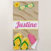 日曜日|Beachタオルのビーチサンダル及びおもしろい ビーチタオル (正面)