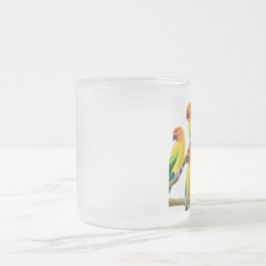 日曜日Conureのオウムの曇らされたガラスのマグ フロストグラスマグカップ (中央)