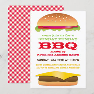 日曜日Funday BBQのチーズバーガー 招待状