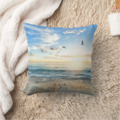 日曜日Sky。 海。 砂。 ビーチ場面 クッション (ブランケット)