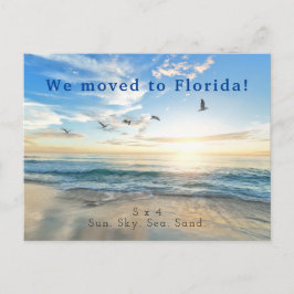 日曜日Sky。 海。 砂。 ビーチ場面 案内ポストカード