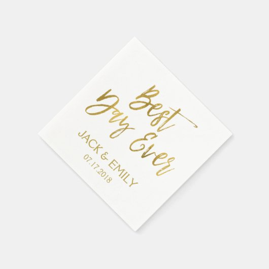 日最高の刻のホワイトフォイルナプキンズ スタンダードカクテルナプキン (角)