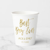 日最高の刻の白と金の箔 紙コップ (裏面)