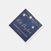 日最高の前の結婚メイスンの瓶と弦の灯り スタンダードカクテルナプキン (角)