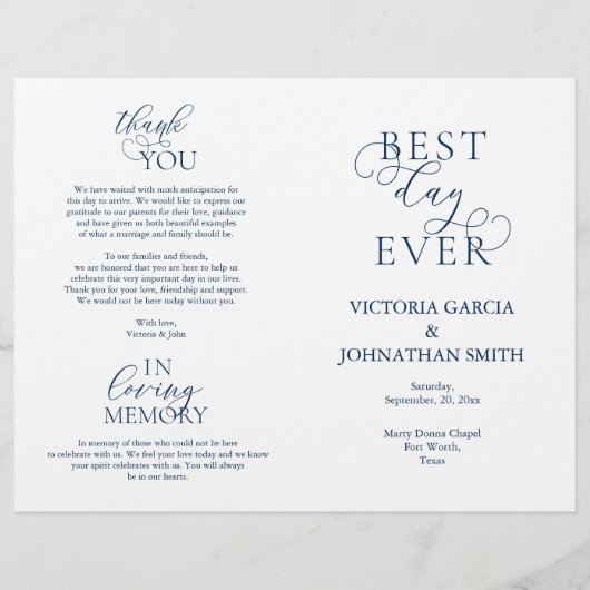 日最高の前、式の折り畳み式のプ結婚ログラム (正面)