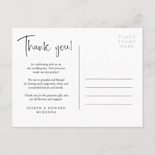 日最高の前!結婚感謝 案内ポストカード (裏面)