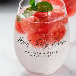 日最高の常ミニマルなクリーンシンプル結婚式 ステムなしワイングラス