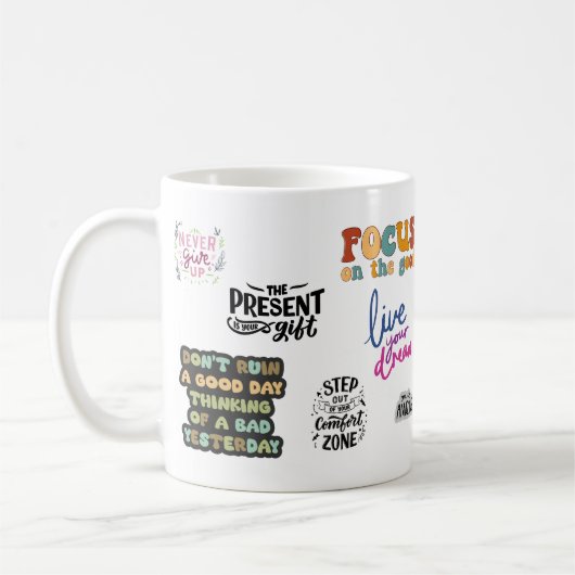 日最高の日と生活の引用文のマググ コーヒーマグカップ (左)