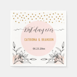 日最高の時ピッモダンク黒花金ゴールド点 スタンダードカクテルナプキン