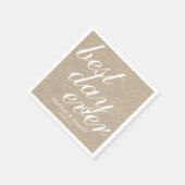 日最高の時フェイク間バーラップ素朴なシック結婚な名前 スタンダードカクテルナプキン (角)