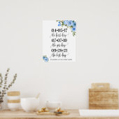 日最高の記の日結婚日yes日ブルーフローラ ポスター (キッチン)