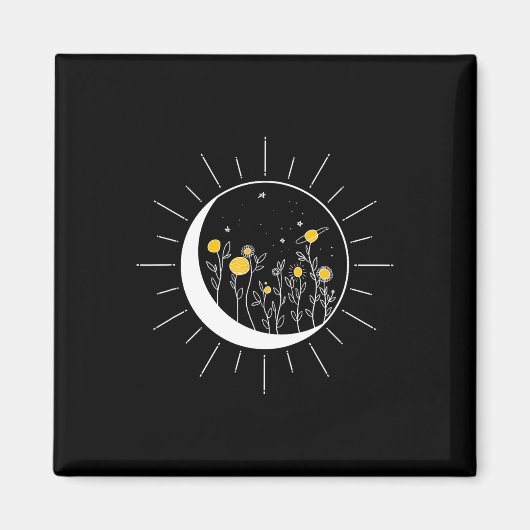 日月食太陽の花惑星おもしろい宇宙 マグネット (正面)